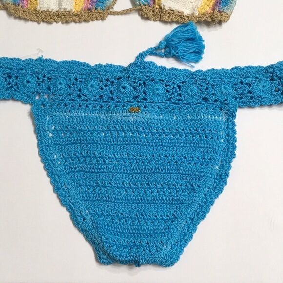 PILYQ Romance & blue crochet bikini set.M-top/L-bottom NWT - Picture 6 of 9